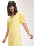 Tokyo Talkies Women Yellow Self Design A-Line Dress - Yellow - Image 1