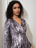 Tokyo Talkies Women Black Printed Wrap Dress - Black - Image 1