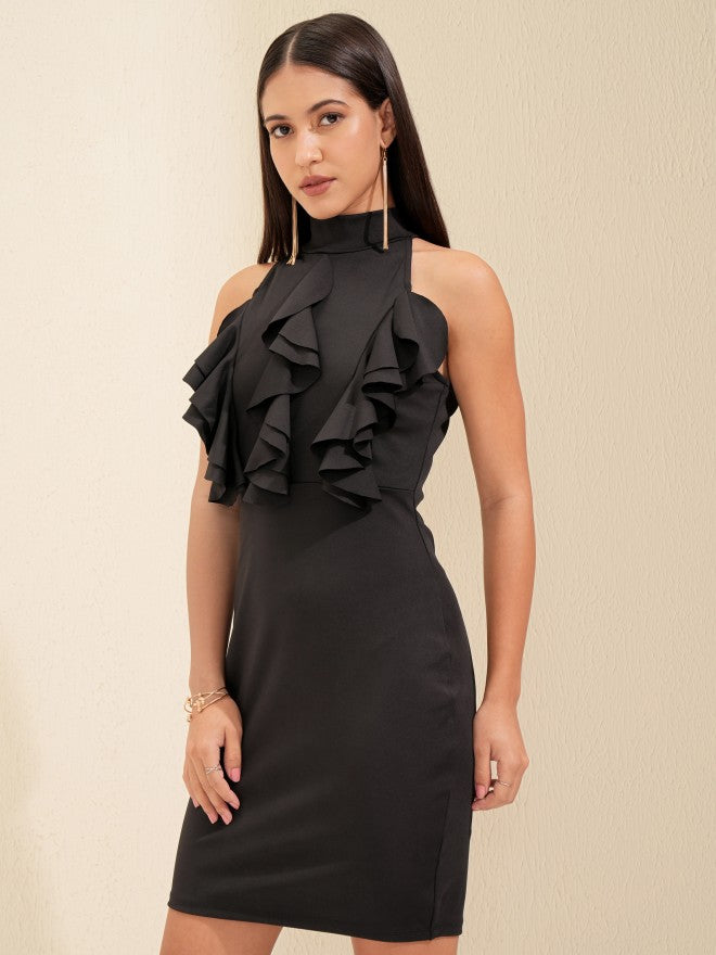 Tokyo Talkies Women Black Solid Bodycon Dress - Black - Image 4