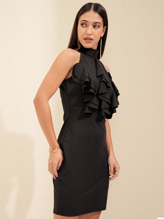 Tokyo Talkies Women Black Solid Bodycon Dress - Black - Image 6
