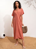 Tokyo Talkies Women Rust Solid Maxi Dress - Rust - Image 1