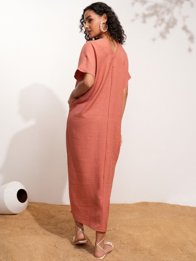 Tokyo Talkies Women Rust Solid Maxi Dress - Rust - Image 2