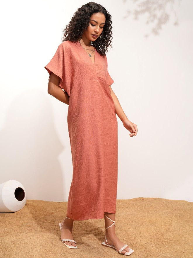 Tokyo Talkies Women Rust Solid Maxi Dress - Rust - Image 5