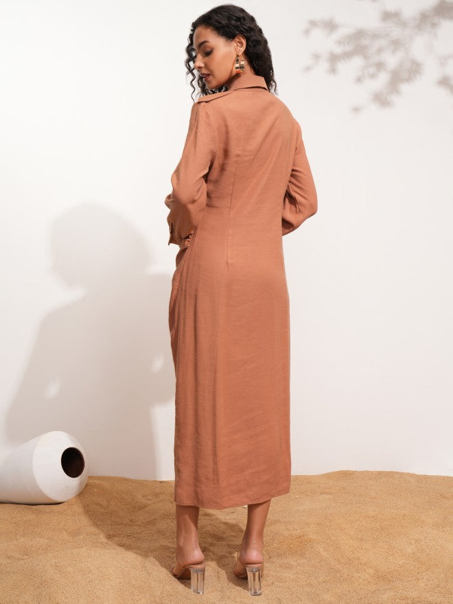 Tokyo Talkies Women Rose Solid Shirt Dress - Rose - Image 2