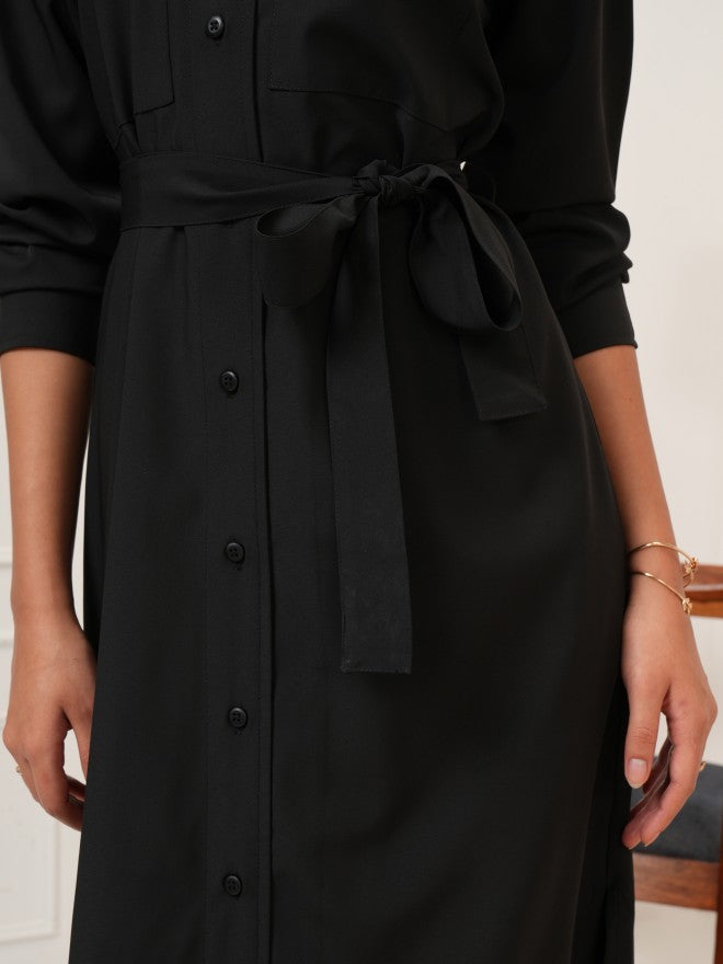 Tokyo Talkies Women Black Solid Shirt Dress - Black - Image 6