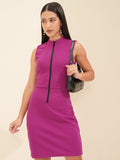 Tokyo Talkies Women Magenta Solid Sheath Dress - Magenta - Image 1