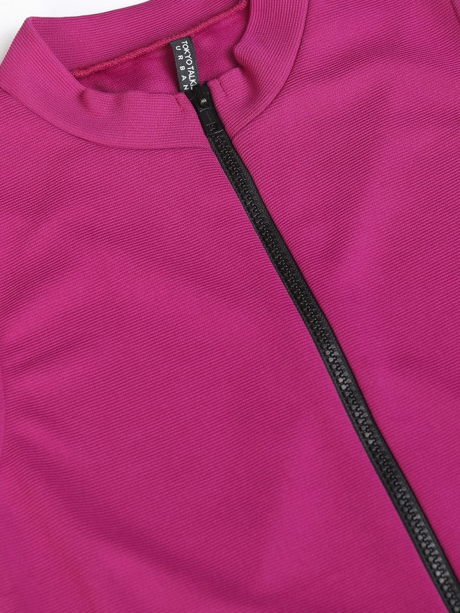 Tokyo Talkies Women Magenta Solid Sheath Dress - Magenta - Image 7