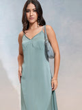 Tokyo Talkies Women Teal Solid Maxi Dress - Teal - Image 1