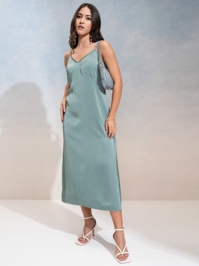 Tokyo Talkies Women Teal Solid Maxi Dress - Teal - Image 2