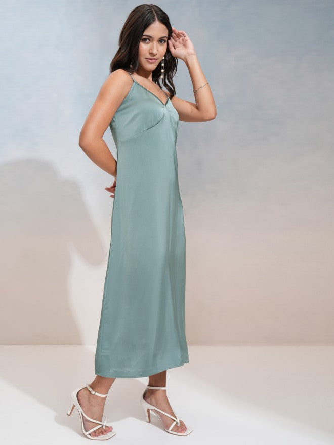 Tokyo Talkies Women Teal Solid Maxi Dress - Teal - Image 6
