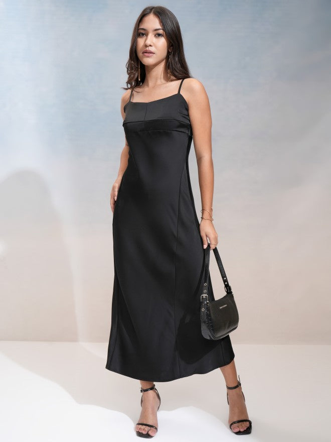 Tokyo Talkies Women Black Solid Maxi Dress - Black - Image 2