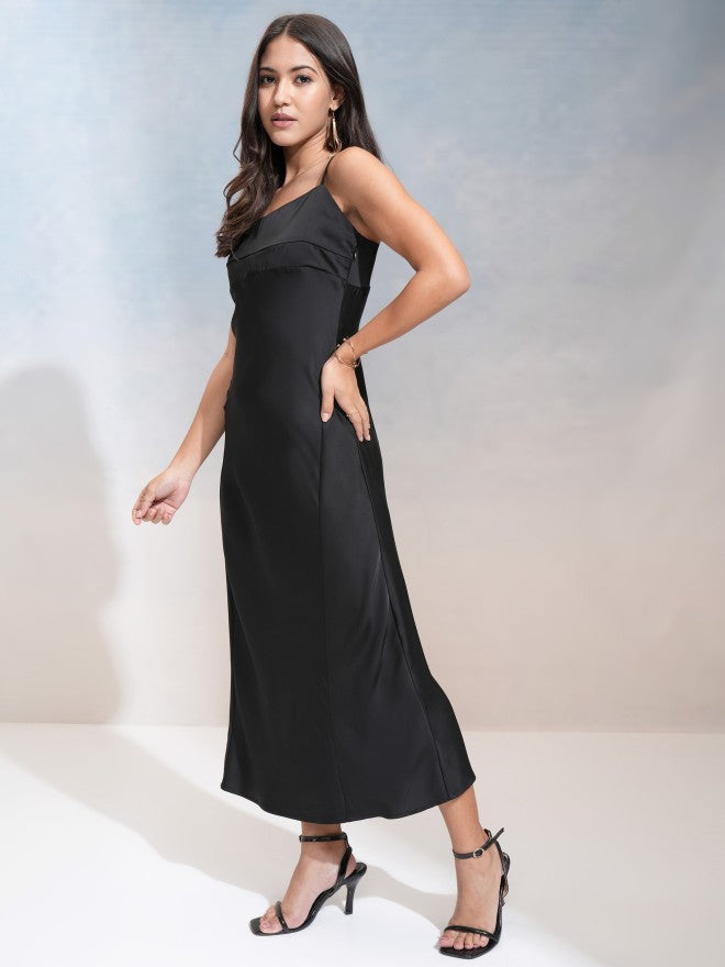 Tokyo Talkies Women Black Solid Maxi Dress - Black - Image 4