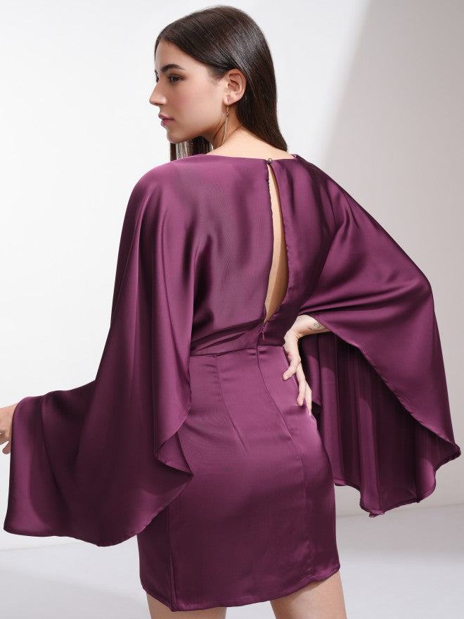 Tokyo Talkies Women Maroon Solid Sheath Dress - Maroon - Image 3