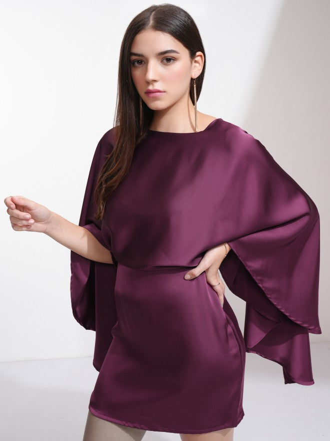 Tokyo Talkies Women Maroon Solid Sheath Dress - Maroon - Image 4