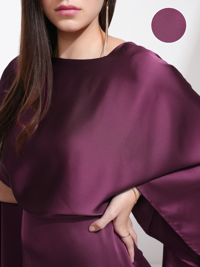 Tokyo Talkies Women Maroon Solid Sheath Dress - Maroon - Image 5