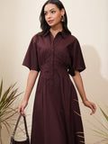 Tokyo Talkies Women Brown Solid Shirt Dress - Brown - Image 1