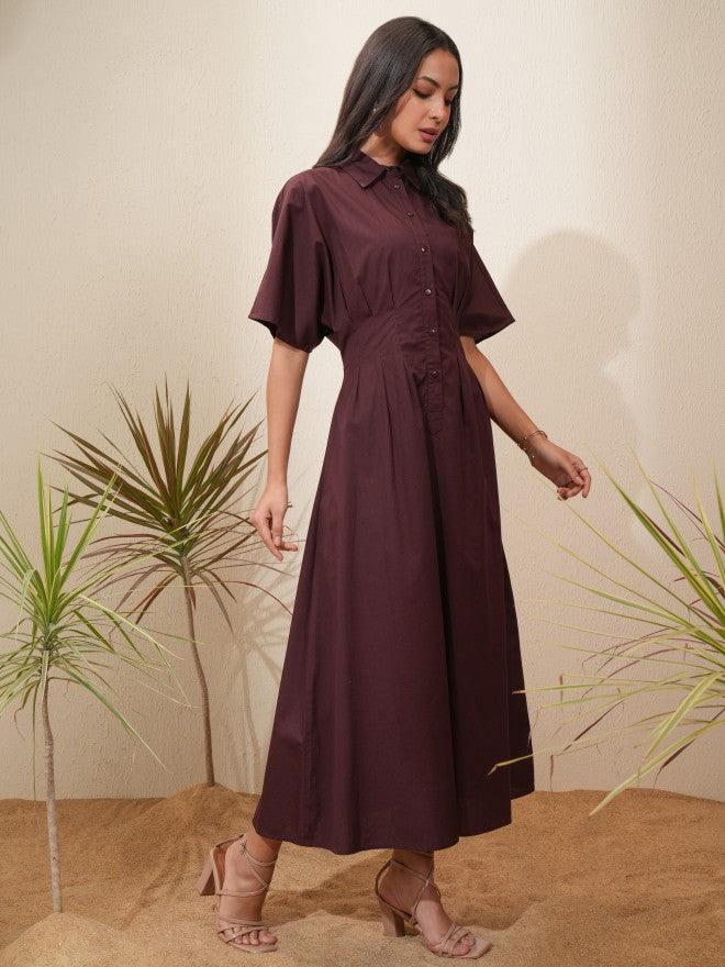 Tokyo Talkies Women Brown Solid Shirt Dress - Brown - Image 6