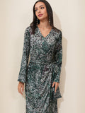 Tokyo Talkies Women Green Printed Fit and Flare Dress - Green - Image 1