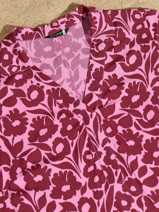 Tokyo Talkies Women Maroon Printed A-Line Dress - Maroon - Image 7