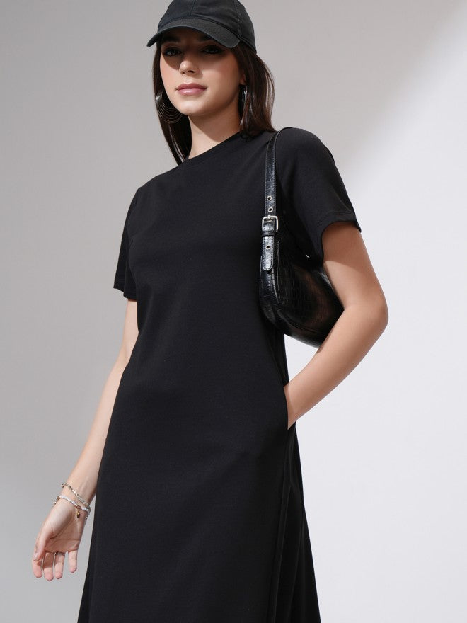 Tokyo Talkies Women Black Solid A-Line Dress - Black - Image 1