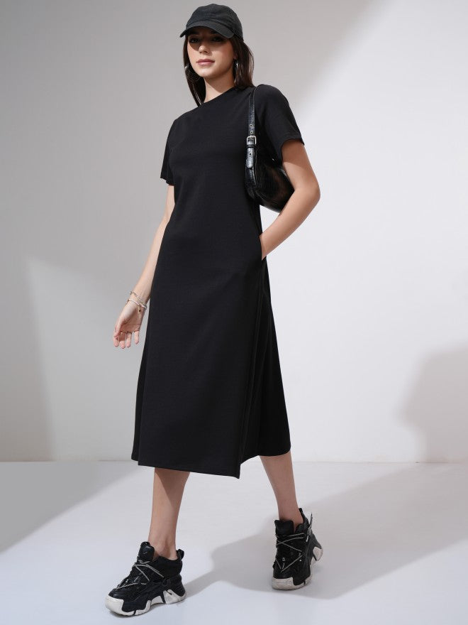 Tokyo Talkies Women Black Solid A-Line Dress - Black - Image 2