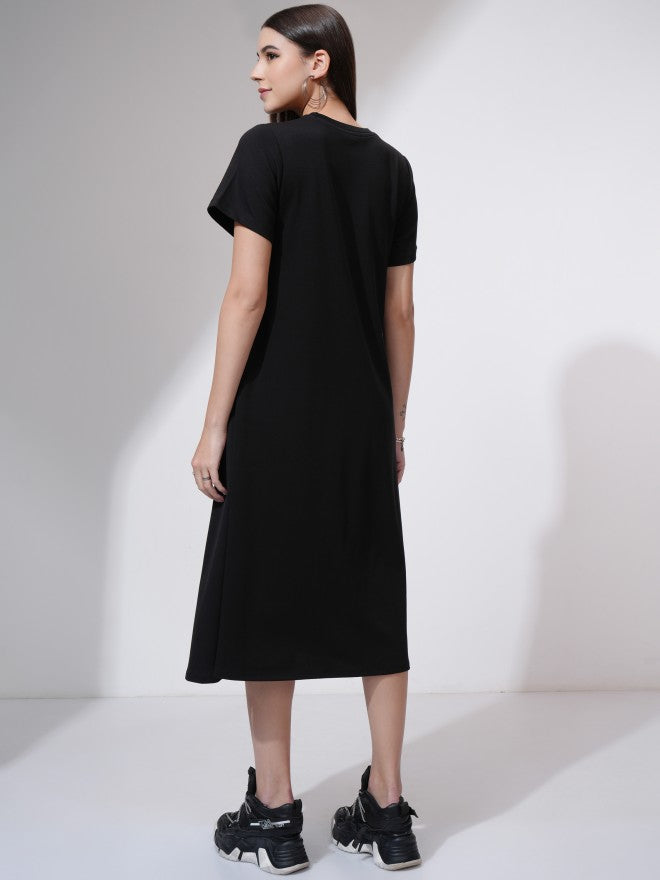 Tokyo Talkies Women Black Solid A-Line Dress - Black - Image 3