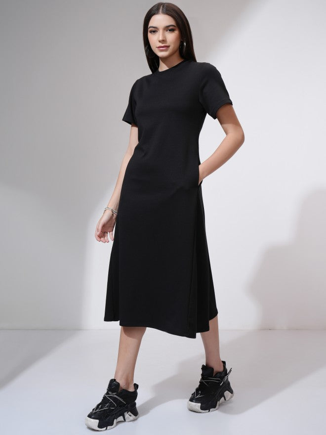 Tokyo Talkies Women Black Solid A-Line Dress - Black - Image 4