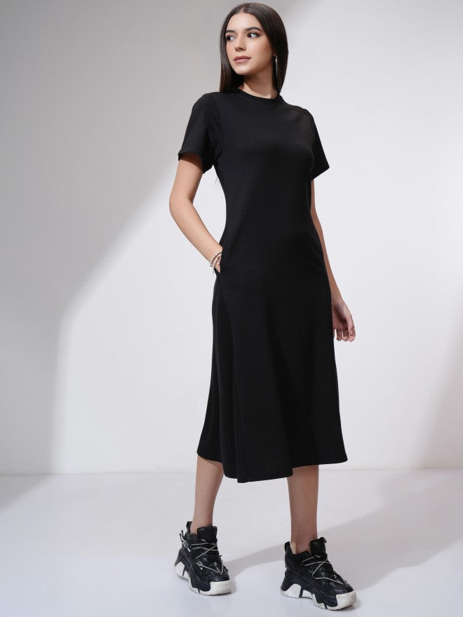 Tokyo Talkies Women Black Solid A-Line Dress - Black - Image 6