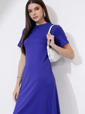 Tokyo Talkies Women Blue Solid A-Line Dress - Blue - Image 1