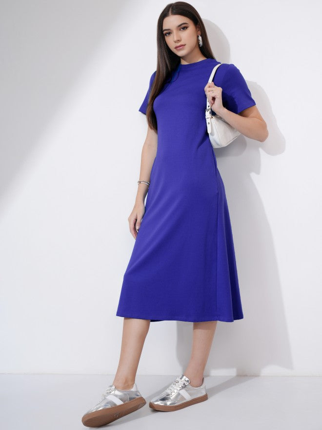 Tokyo Talkies Women Blue Solid A-Line Dress - Blue - Image 2