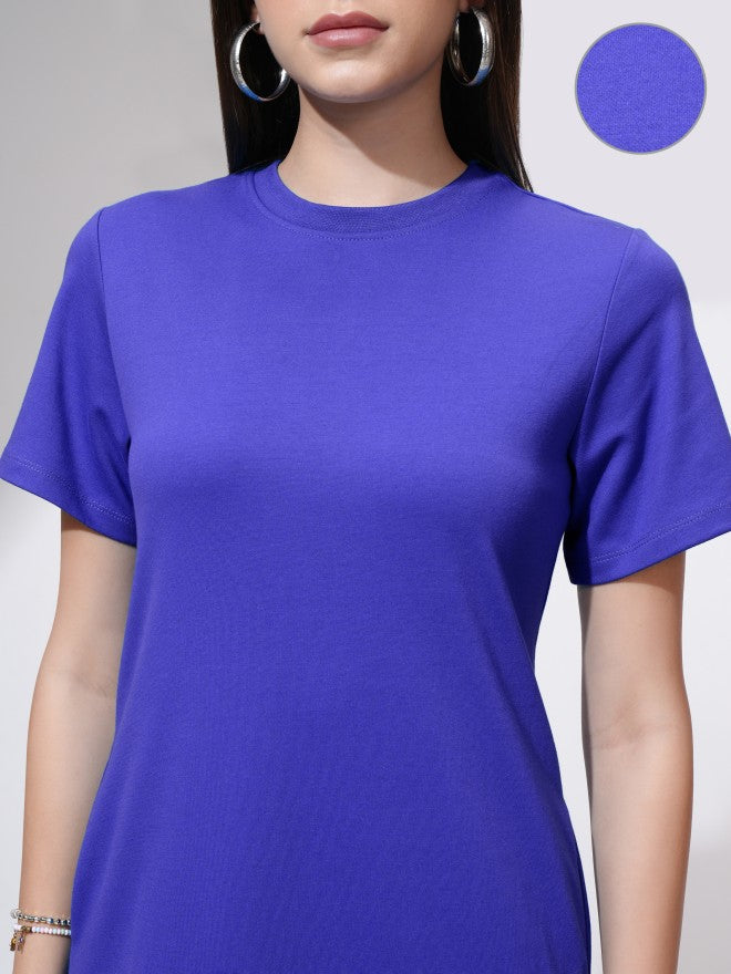 Tokyo Talkies Women Blue Solid A-Line Dress - Blue - Image 5