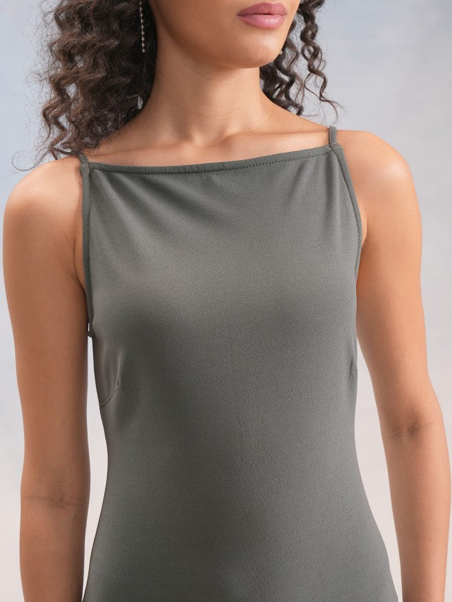 Tokyo Talkies Women Grey Solid Bodycon Dress - Grey - Image 5