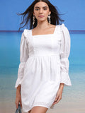 Tokyo Talkies Women White Self Design Fit And Flare Dress - White - Image 1