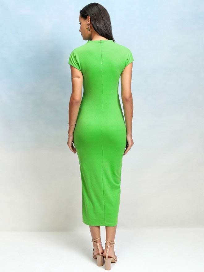 Tokyo Talkies Women Green Solid Bodycon Dress - Green - Image 3