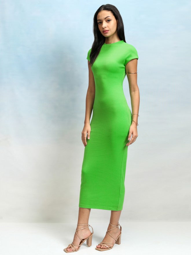 Tokyo Talkies Women Green Solid Bodycon Dress - Green - Image 4