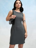 Tokyo Talkies Women Grey Solid Sheath Dress - Grey - Image 1