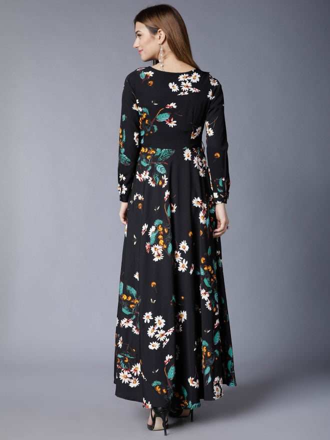 Tokyo Talkies Women Black Printed Maxi Dress - Black - Image 2