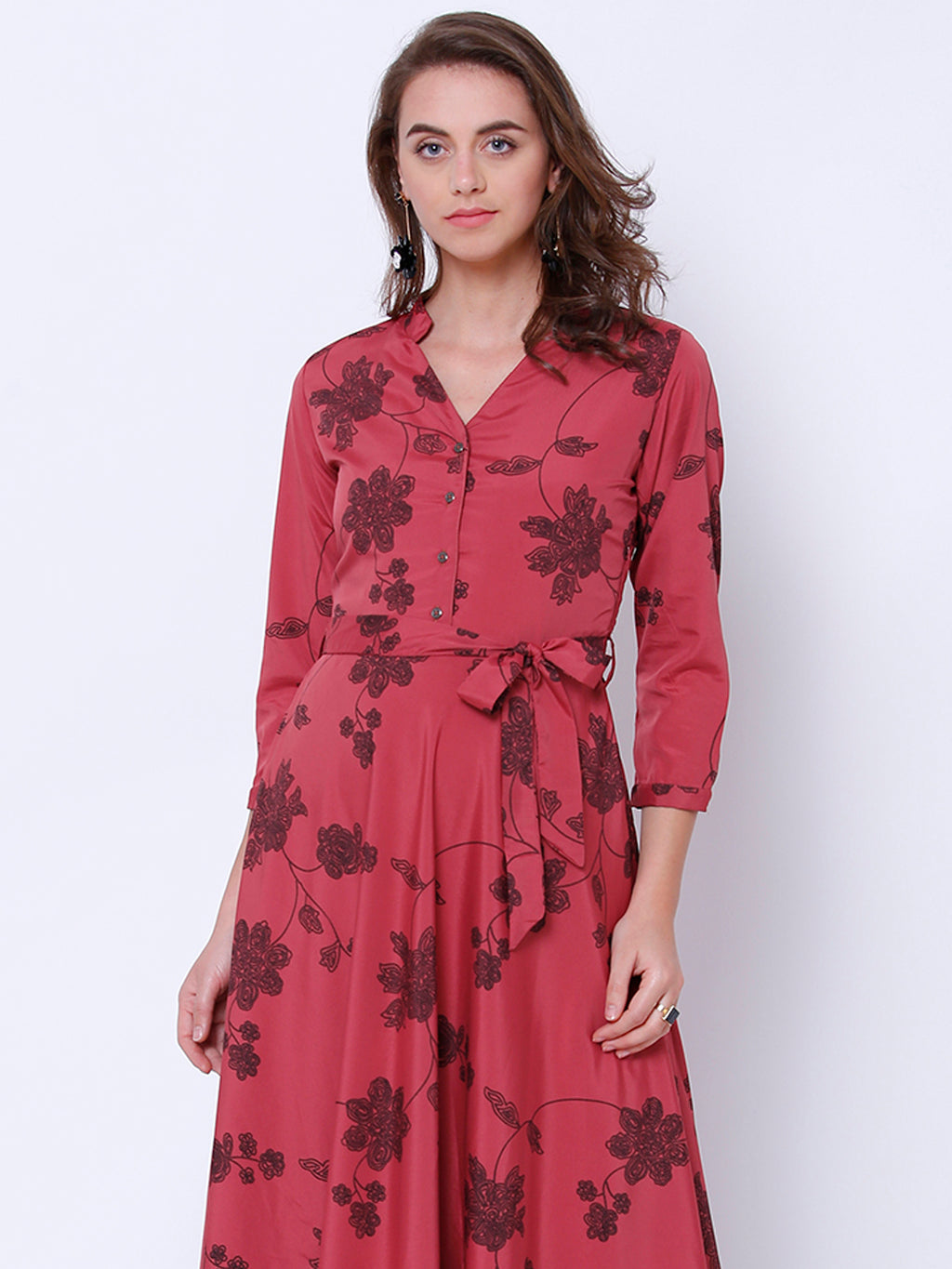 Tokyo Talkies Women Pink Printed Maxi Dress - Pink - Image 1