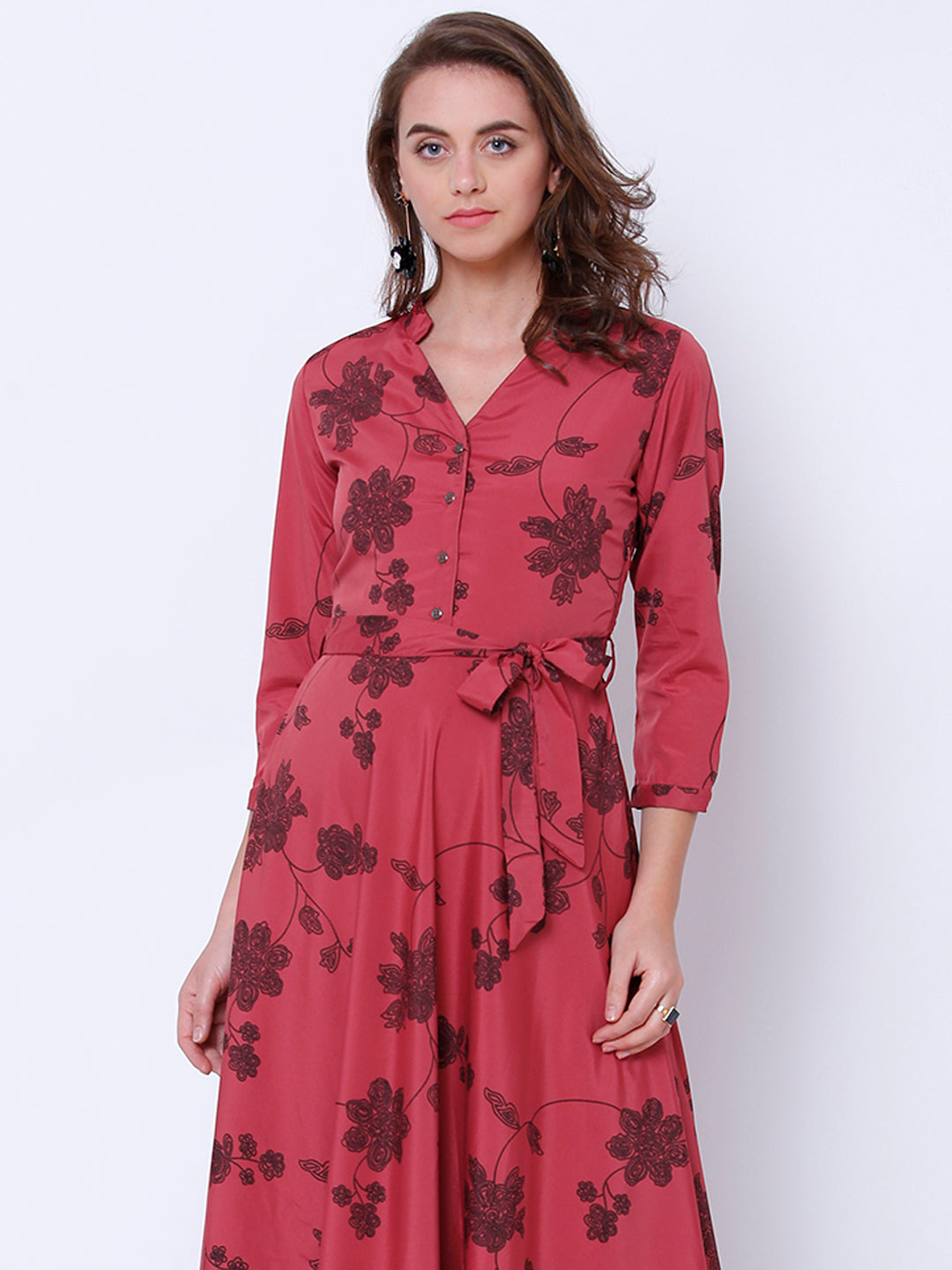 Tokyo Talkies Women Pink Printed Maxi Dress - Pink - Image 1