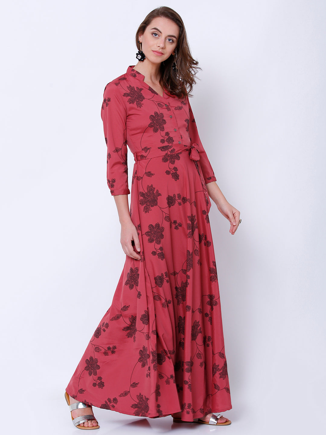 Tokyo Talkies Women Pink Printed Maxi Dress - Pink - Image 4