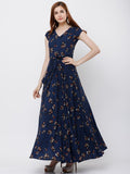 Tokyo Talkies Women Navy Blue Printed Maxi Dress - Navy Blue - Image 1