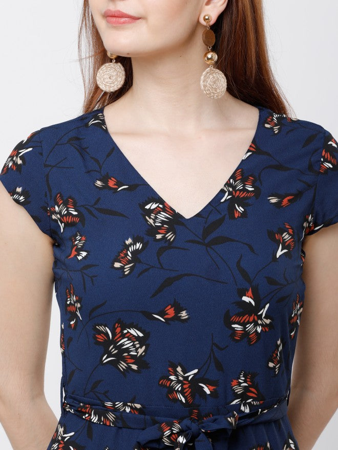 Tokyo Talkies Women Navy Blue Printed Maxi Dress - Navy Blue - Image 4