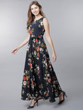 Tokyo Talkies Women Black Printed Maxi Dress - Black - Image 1