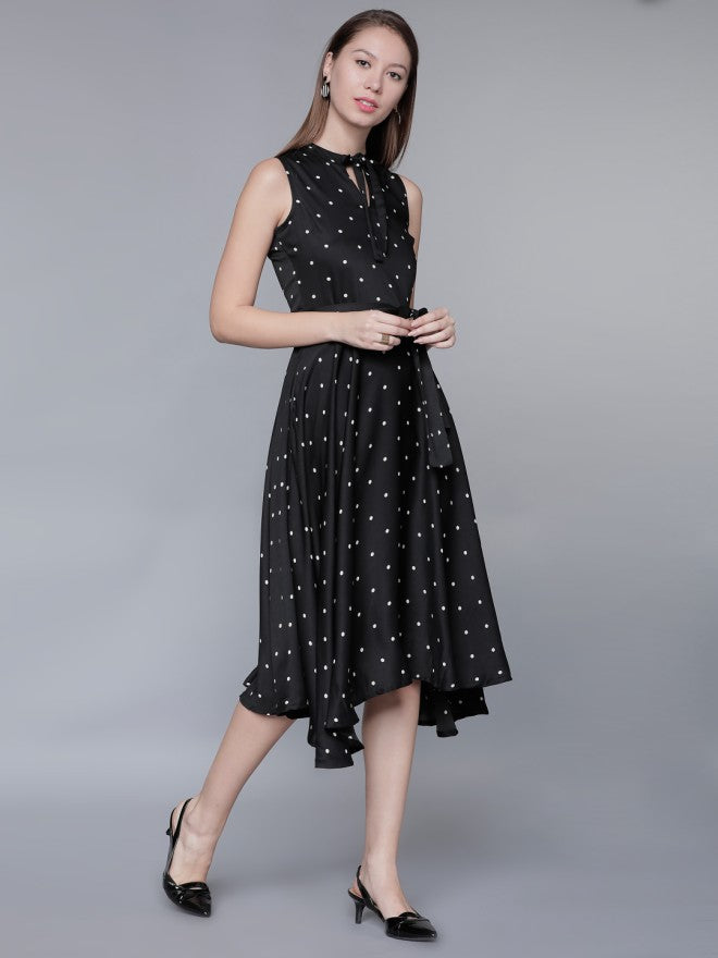 Tokyo Talkies Women Black Printed A-Line Dress - Black - Image 3