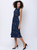Tokyo Talkies Women Navy Blue Printed A-Line Dress - Navy Blue - Image 1