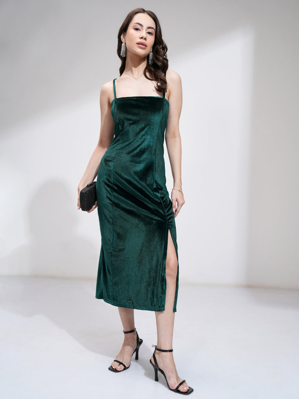 Tokyo Talkies Women Green Solid Bodycon Dress - Green - Image 2