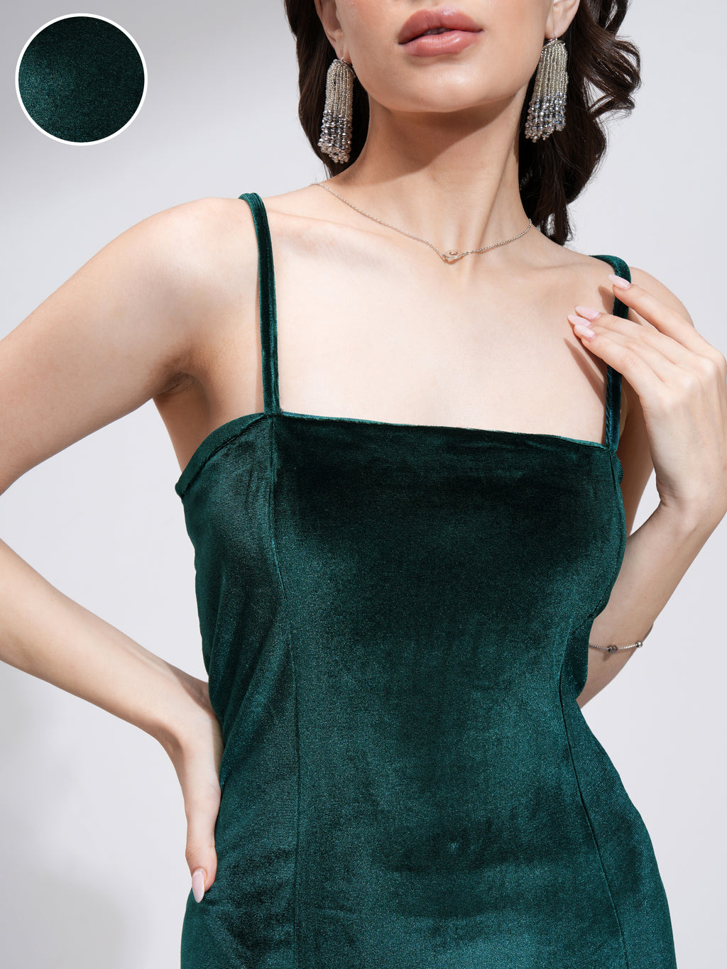 Tokyo Talkies Women Green Solid Bodycon Dress - Green - Image 5