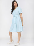 Tokyo Talkies Women Blue Solid A-Line Dress - Blue - Image 1