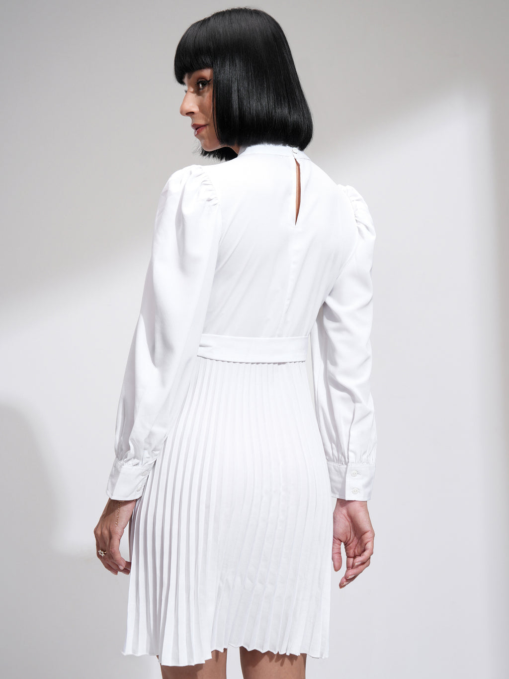 Tokyo Talkies Women White Solid A-Line Dress - White - Image 3