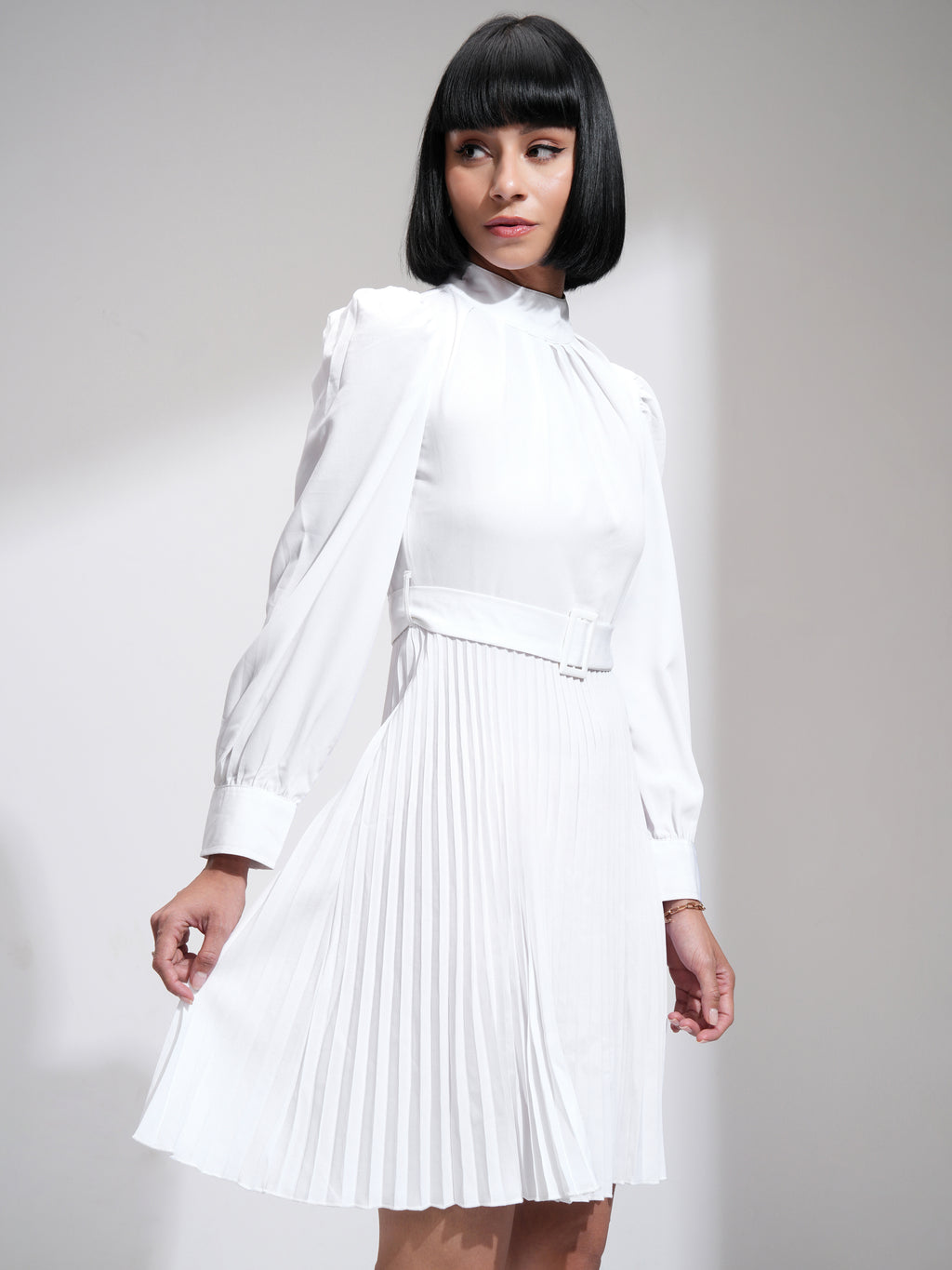 Tokyo Talkies Women White Solid A-Line Dress - White - Image 6